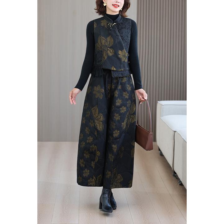 2025新款时尚马甲高级感妈妈秋季套装女新中式阔腿裤气质两件套