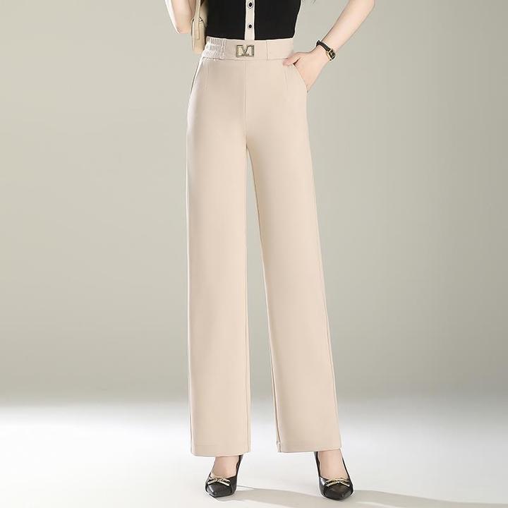 夏季薄款直筒裤女士宽松时尚高腰弹力垂感窄版阔腿裤百搭休闲裤子