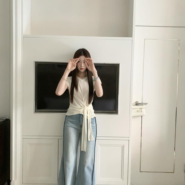 EIA一尧【蓝调布鲁斯】复古浅色气质百搭牛仔裤中腰显瘦设计阔腿裤