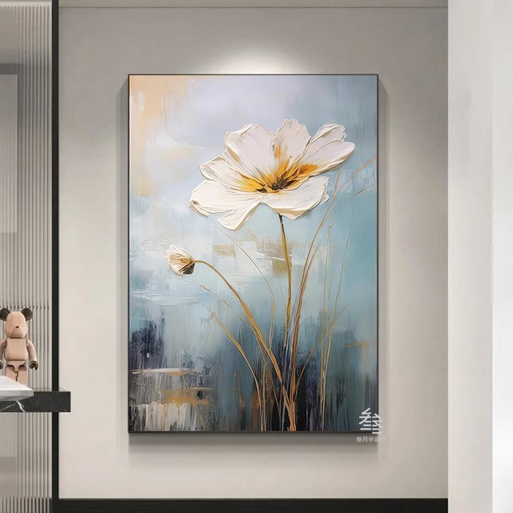 欣欣向荣客厅挂画玄关壁画电表箱餐厅挂画手工砂岩背靠装饰画