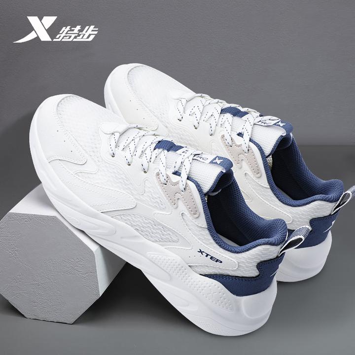 特步男鞋春季2025新款网面休闲鞋软底老爹鞋轻便潮流透气百搭鞋子