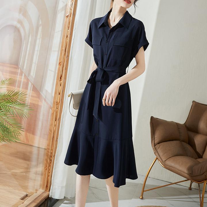 法式polo衬衫连衣裙女2025夏季新款轻熟风休闲工装多巴胺服装女