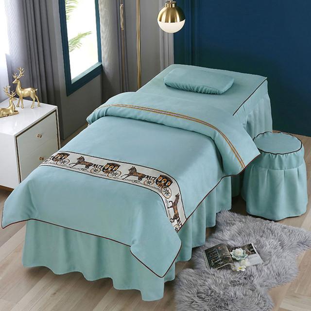 美容床罩四件套棉高档轻奢简约四季通用美容院按摩理疗洗头床套