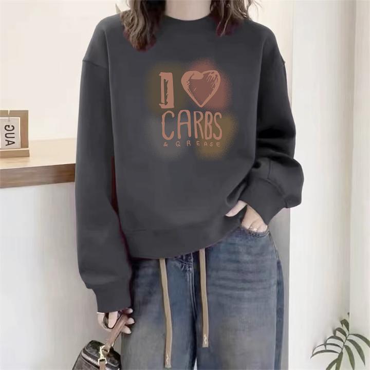 圆领套头打底衫加绒加厚卫衣女2025秋冬新款宽松韩版外套春秋薄款