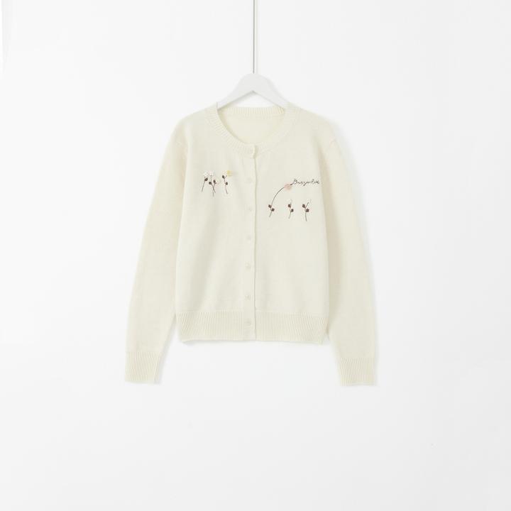 几里与麻 温柔精致立体花朵刺绣针织开衫 衣长54胸围100 2111843