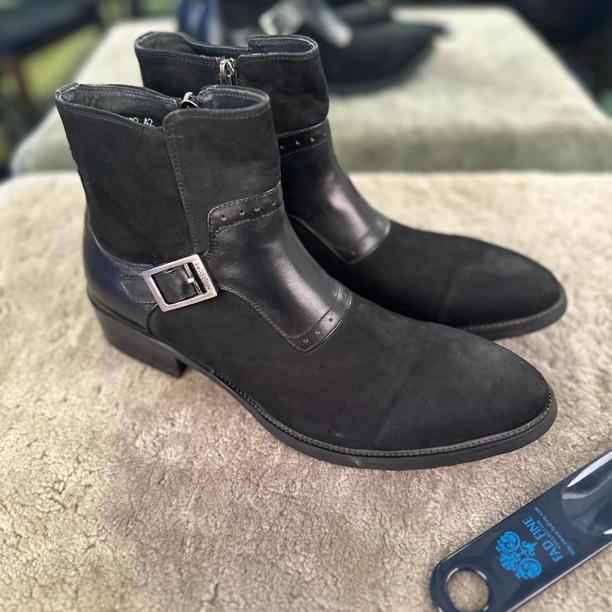 外贸皮鞋高帮翻毛拼牛皮拉链款高端大气时尚个性男士男款靴