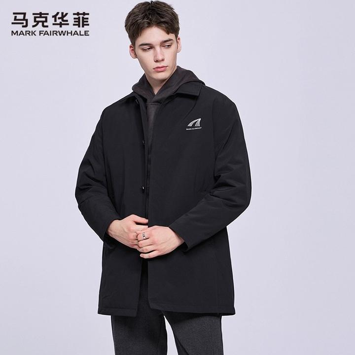 【夹棉防风】马克华菲中长款翻领风衣夹克男2025秋冬新款休闲外套