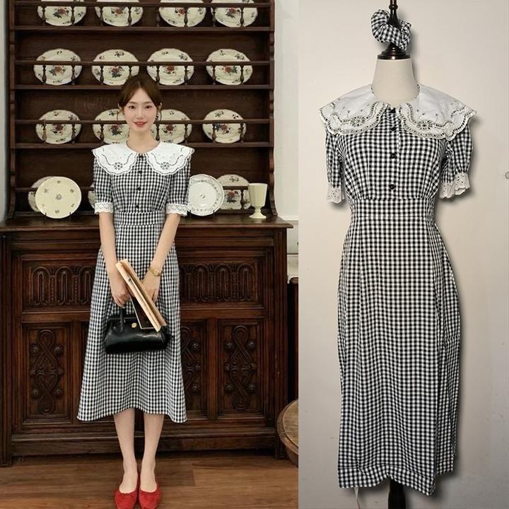 Oakmoo Basic*小岛的夏天 莱赛尔U领亲肤日常直角肩收腰连衣裙