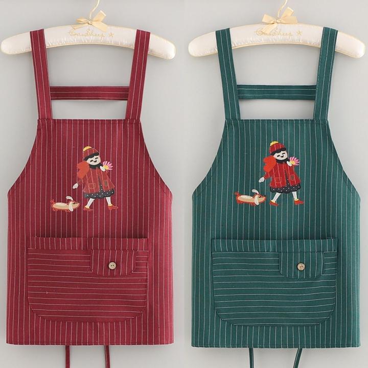 时尚洋气围裙厨房做饭居家上班工作服短款罩衣餐厅防油污棉布护衣