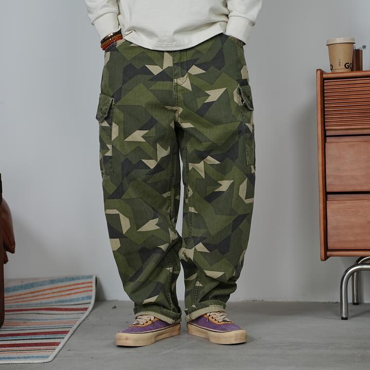 25FW日系重磅菱形迷彩工装裤复古大口袋休闲裤宽松百搭秋季长裤