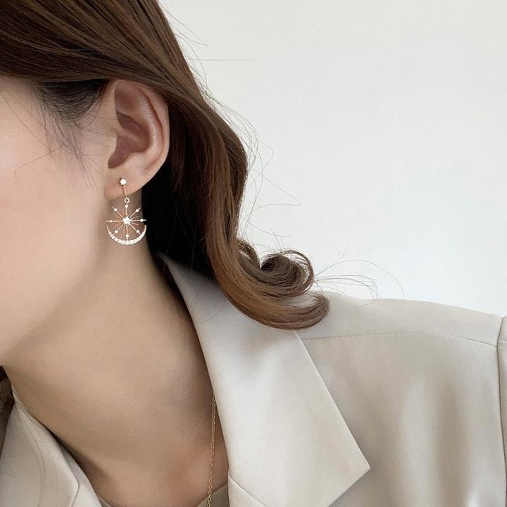 新款银针耳钉2025新款爆款高级感时尚韩国太阳月亮奢华高级长款气