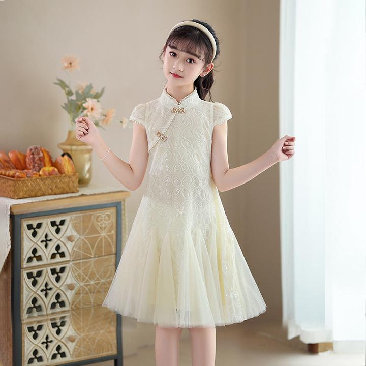 新品巴拉巴拉儿童旗袍连衣裙新中式公主裙2025夏季新款小女孩国风