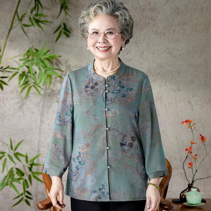 中老年女装夏季上衣服新款妈妈衬衫奶奶夏装装衬衣唐装新中式开衫