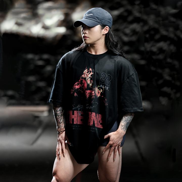 无畏东方无双小仙联名火焰玫瑰印花短袖7A抗菌凉感夏男女硬核显大