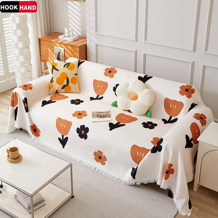 雪尼尔沙发盖布ins风花朵防猫抓全包沙发套罩四季通用沙发垫盖巾