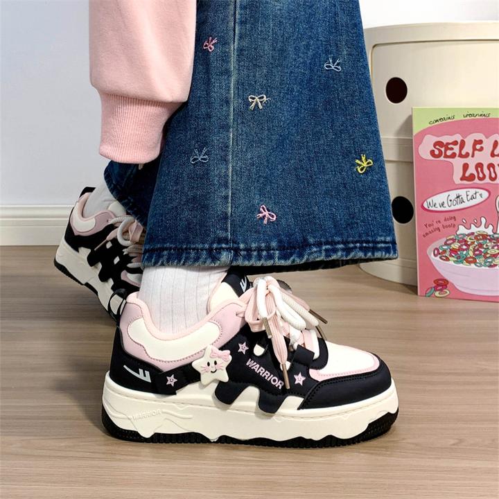 回力黑粉星星女鞋2026爆款美式复古可爱风小白鞋厚底百搭韩版板鞋