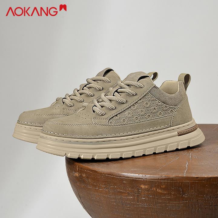 Aokang/奥康2025秋季圆头时尚百搭潮低帮厚底耐磨舒适休闲板鞋