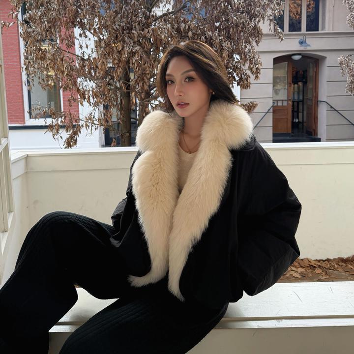 Moprobably李予诺「绒盾」90白鹅绒芬兰进口狐狸毛领羽绒服L5468057