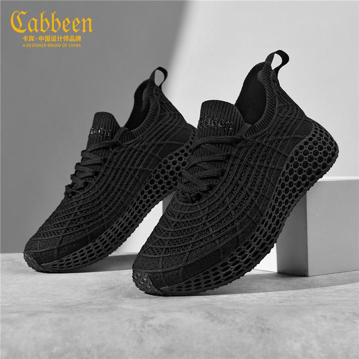 卡宾3D打印高级感轻户外运动跑鞋冬季新款飞织网面爆款潮流鞋子男