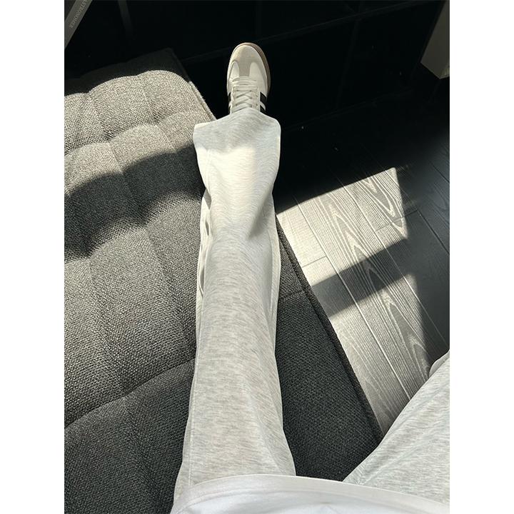 白花灰垂感拼接卫裤男春秋美式宽松阔腿裤高级感痞帅休闲运动裤子