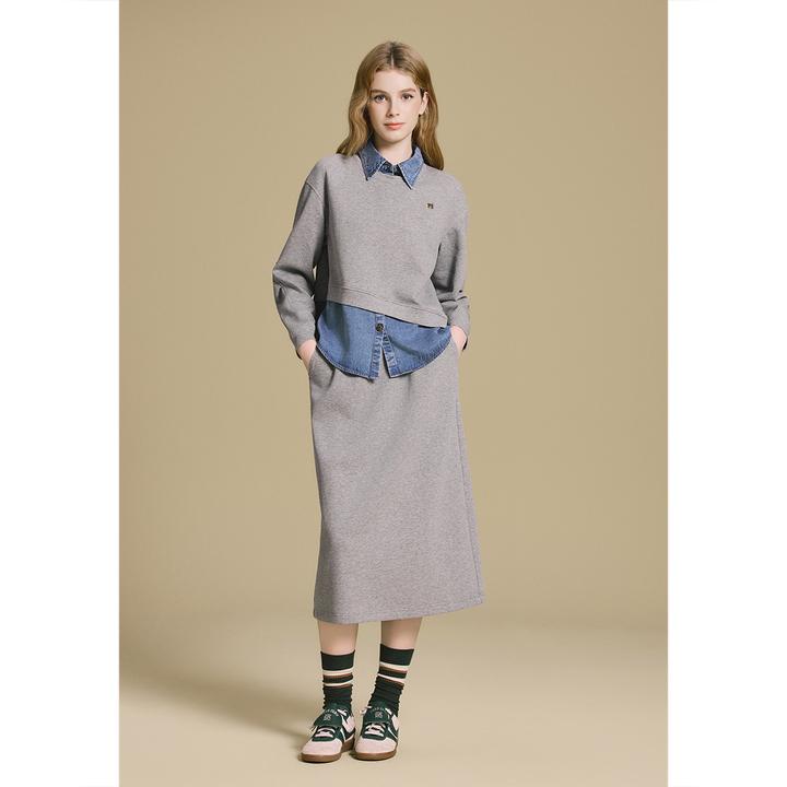 【琥珀流光】诗篇秋季新款假两件拼接时尚百搭气质针织衫6C65360053