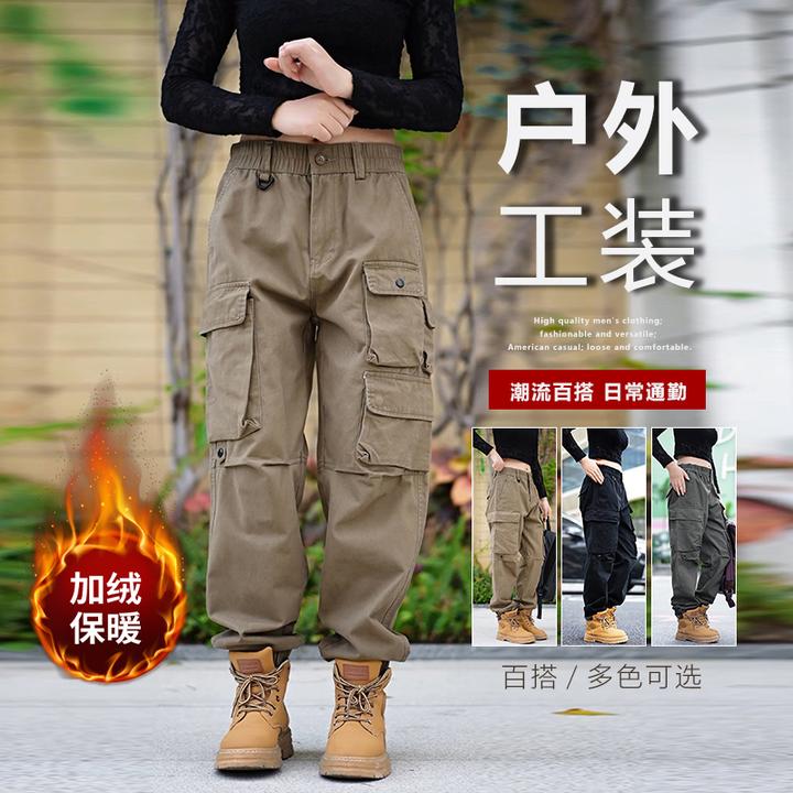 2025秋冬新款纯棉工装裤男潮流美式户外休闲裤复古百搭宽松束脚裤