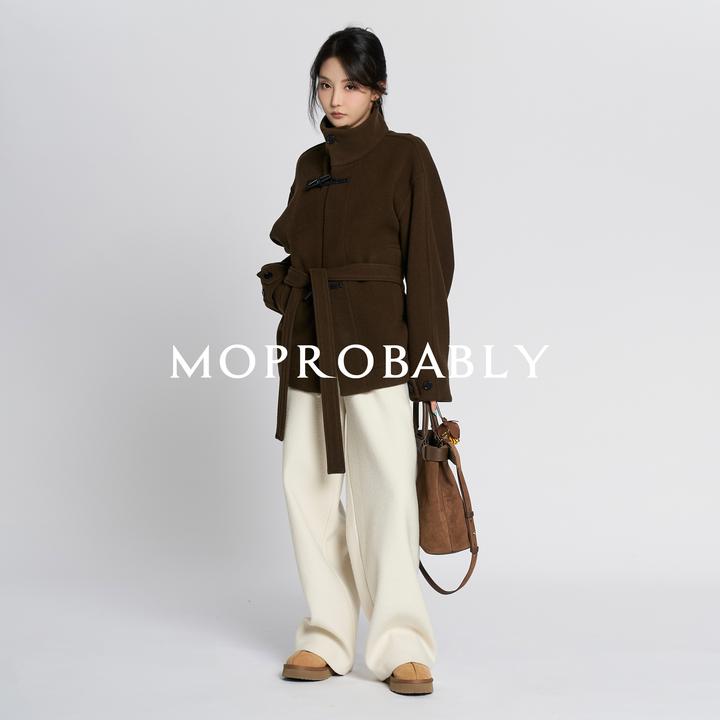 Moprobably李予诺「黑马大衣」"100%绵羊毛"中长款毛呢外套L4060301