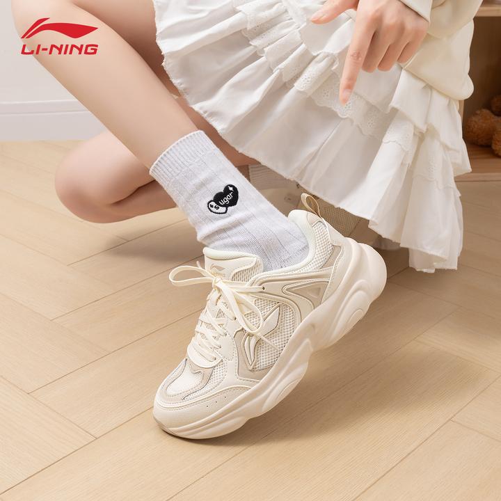 李宁奶椰女款老爹鞋2025夏季新品网面透气运动鞋百搭复古休闲鞋