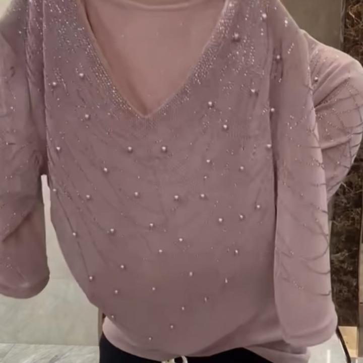 长袖T恤民族风打底衫常规款轻奢常规V领纯色圆领网红