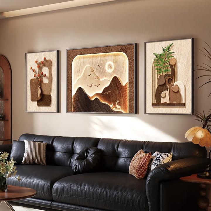 背有靠山2025新款客厅装饰画中古风沙发背景墙挂画高级感壁画