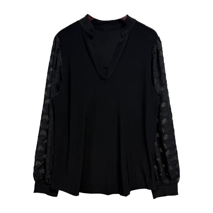 3358#黑色休闲长袖上衣