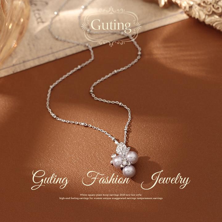 铜合金合成锆石吊坠 6992银色花朵吊坠项链女毛衣链轻奢高级感