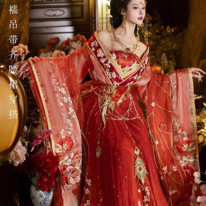 鸾凤和鸣汉服婚服重工刺绣大袖衫诃子裙魏晋南北朝齐腰裙
