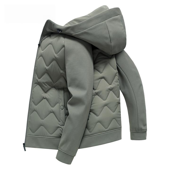 轻薄羽绒服男士短款2025秋冬季新款拼接夹克连帽鸭绒保暖外套上衣