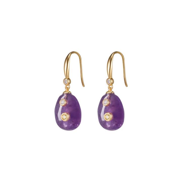 Fellala/翡拉拉「糖果」紫水晶耳坠轻奢宝石耳环高级感925银玛瑙