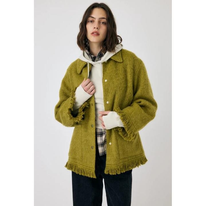 【MonTendre】秋冬新款 M 时尚高级感格纹混纺流苏百搭气质毛呢外套