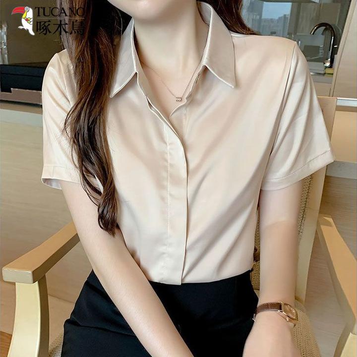 TUCANO/啄木鳥夏季职业装新款短袖白色衬衫女装爆款宽松显瘦上衣