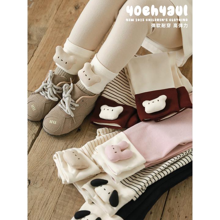 幼悠女童春装裤脚立体玩偶打底裤洋气时髦可爱超萌儿童裤子Q4283