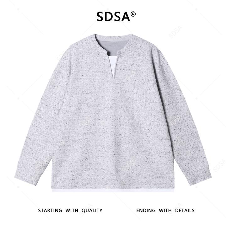 SDSA男士秋冬新款痞帅男装韩版撞色拼接假两件针织卫衣老钱风百搭