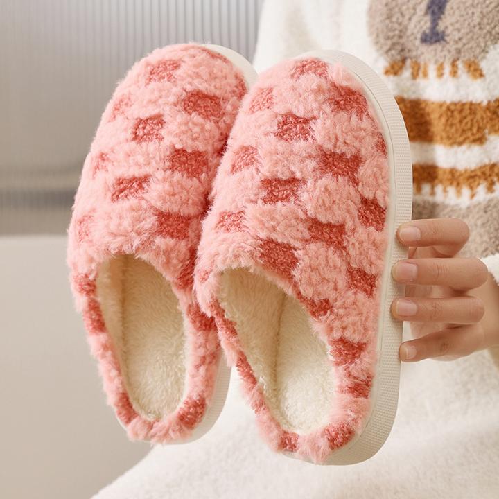 月子保暖棉拖鞋女厚底包跟秋冬季可爱平底拖鞋冬加绒棉鞋平底防滑