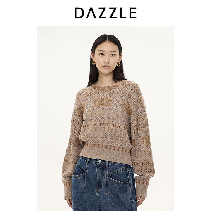 DAZZLE地素毛针织衫针织提花套衫2I4E4796L