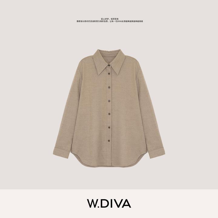 W.Diva【基础函】秋季极简智性松弛羊毛衬衫慵懒风松弛感53S022893
