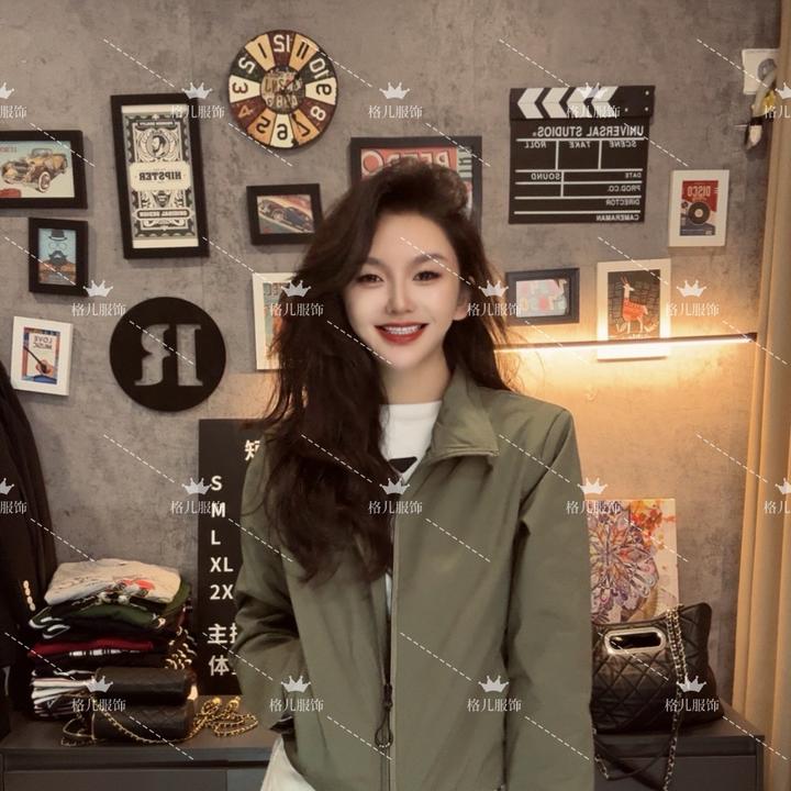 款琥珀流光2025秋季新款时尚防风短款收腰风衣工装韩版休闲外套女