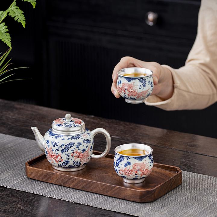 鎏银茶具小套装一壶两杯功夫茶具高档商务送父亲长辈领导老师礼物