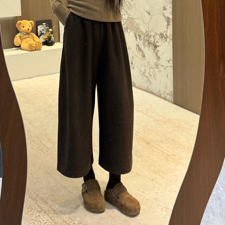 宿慕SUMU加厚显瘦山本羊毛八分阔腿裤女2025新9-28气质阔腿裤5300