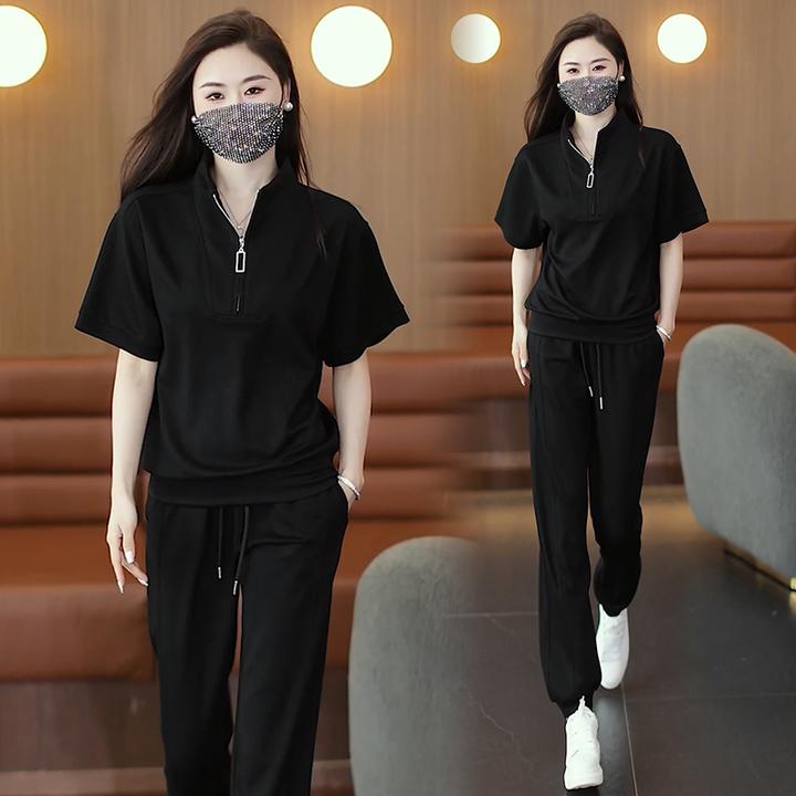 时尚女装减龄气质休闲风时尚套装夏季上衣运动小个子洋气显瘦