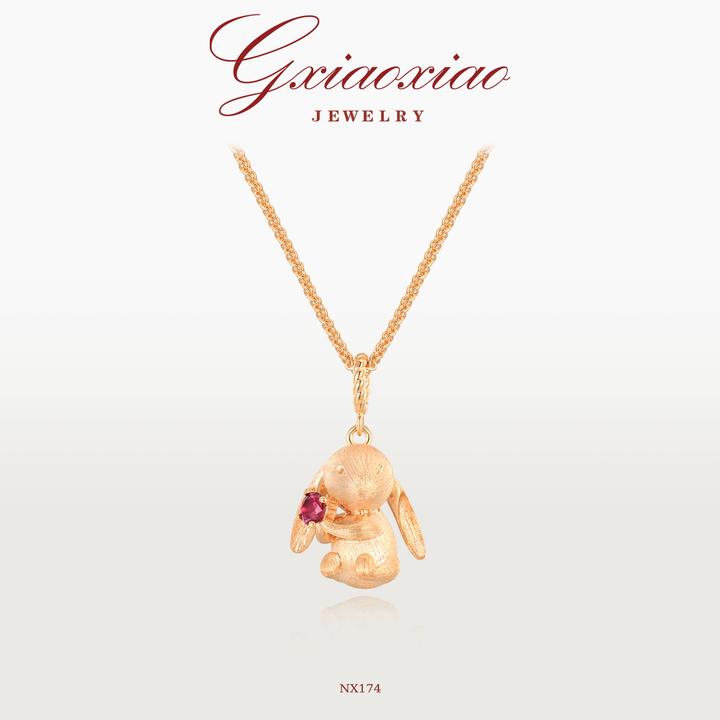 G XIAOXIAO拉丝【睡眠金兔】时尚气质百搭萌兔子小众项链 NX174