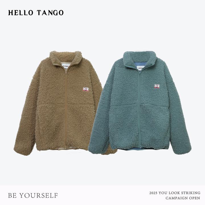 HELLOTANGO《北境飞雪》秋冬韩系复古摇粒绒立领加厚休闲外套851161