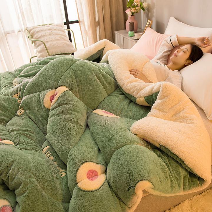 牛奶绒冬天被子被芯冬被雪花绒双面绒棉被超厚保暖秋冬羊羔绒棉被