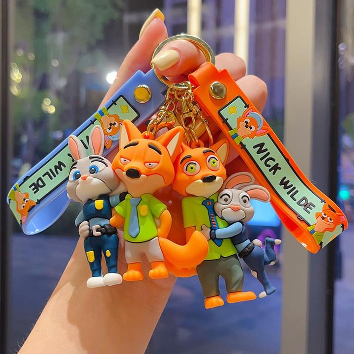 新款创意卡通疯狂动物城钥匙扣挂件可爱情侣书包玩偶钥匙链小礼品